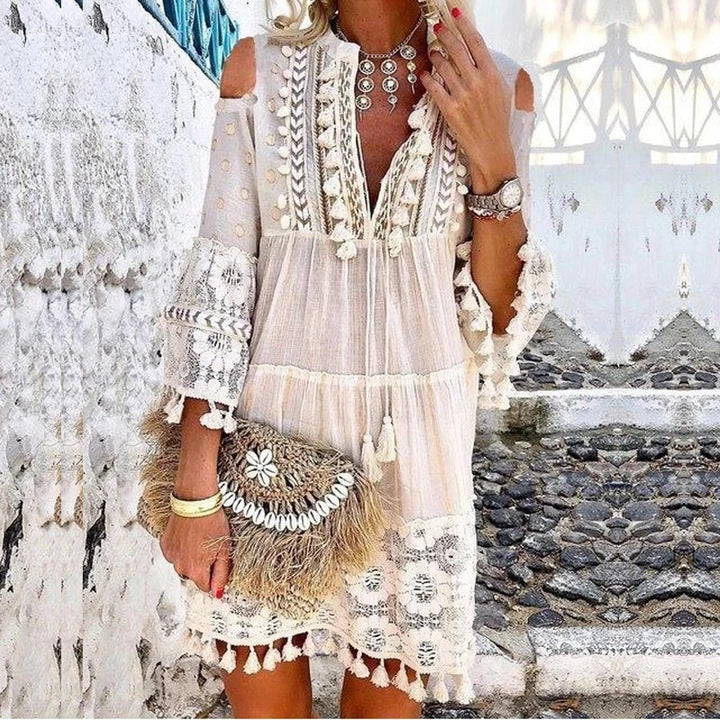 ⏳ Sconto del 50% a tempo limitato ⏰ 👗 Abito da donna in cotone e lino, vestibilità ampia e ricamato 🌸