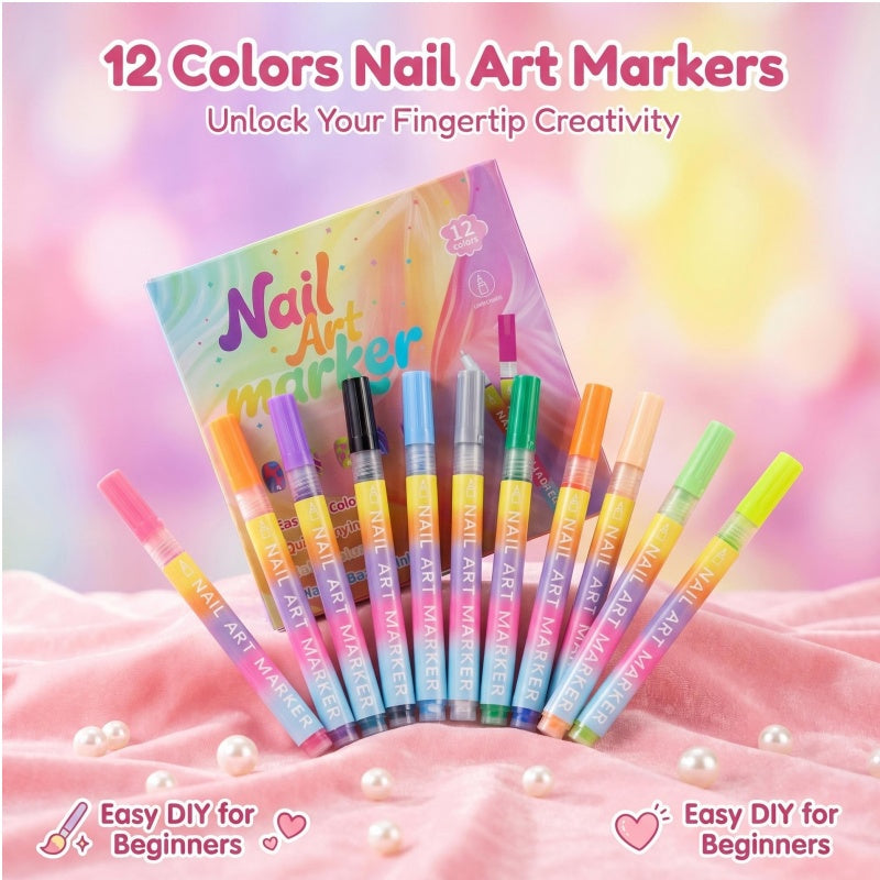 🖌️ Prezzo speciale ultimo giorno! 🔥Più compri, più risparmi🎁 Set di penne per nail art a 12 colori