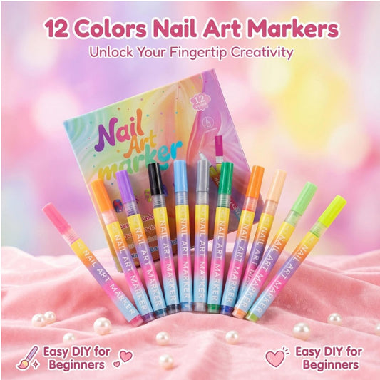 🖌️ Prezzo speciale ultimo giorno! 🔥Più compri, più risparmi🎁 Set di penne per nail art a 12 colori