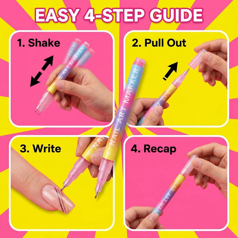 🖌️ Prezzo speciale ultimo giorno! 🔥Più compri, più risparmi🎁 Set di penne per nail art a 12 colori
