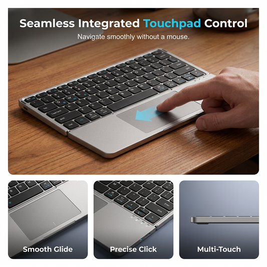 ✧ Tastiera Pieghevole Ultra Sottile con Touchpad e Supporto Integrato