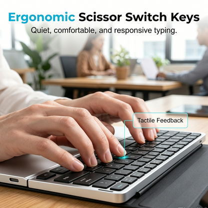 ✧ Tastiera Pieghevole Ultra Sottile con Touchpad e Supporto Integrato