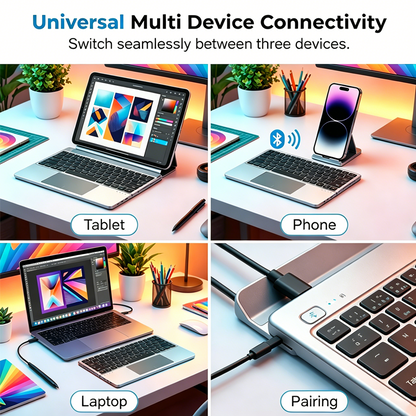 ✧ Tastiera Pieghevole Ultra Sottile con Touchpad e Supporto Integrato