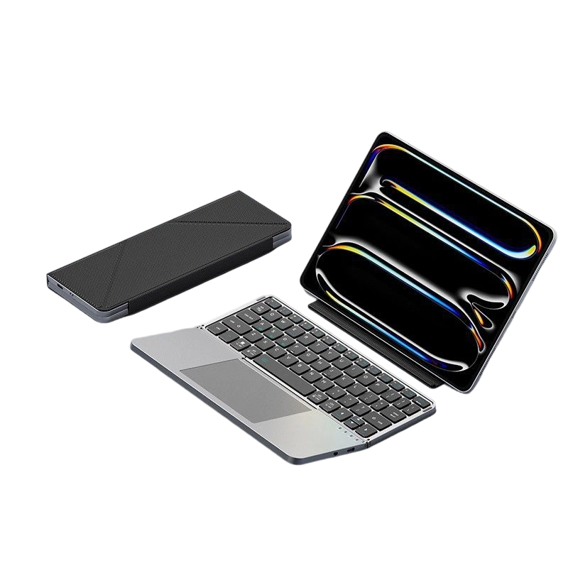 ✧ Tastiera Pieghevole Ultra Sottile con Touchpad e Supporto Integrato