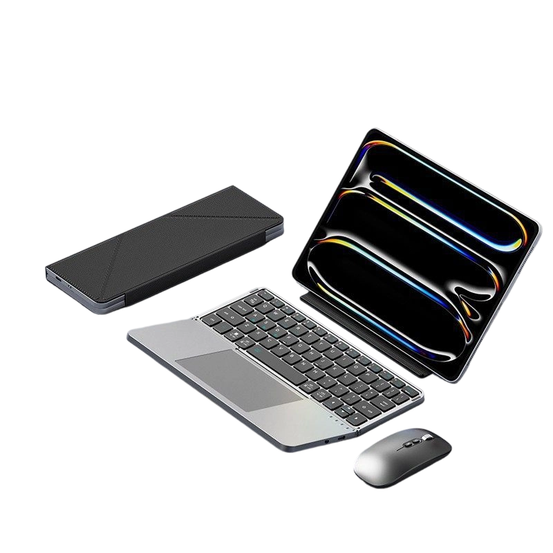 ✧ Tastiera Pieghevole Ultra Sottile con Touchpad e Supporto Integrato