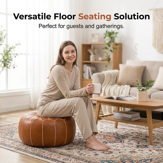 ✨50% DI SCONTO! 🛋️ Pouf boho marocchino – sintetico impermeabile, spazio di archiviazione salvaspazio, ricami cuciti. Facile da trasportare