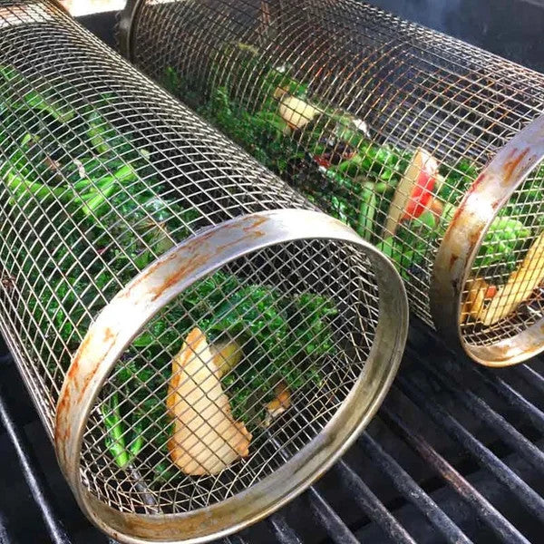 🔥🍖 Offerta BBQ a tempo limitato – Cestello per grigliatura rotante a 360° | Cestello per girarrosto antiaderente per carne, verdure e molto altro