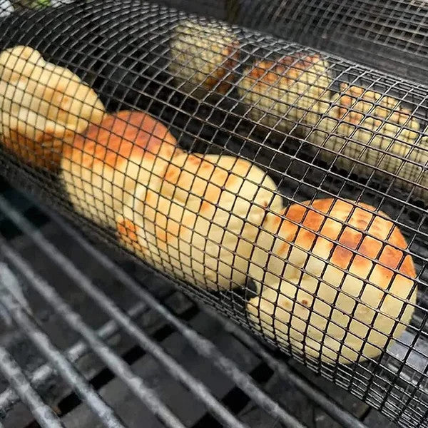 🔥🍖 Offerta BBQ a tempo limitato – Cestello per grigliatura rotante a 360° | Cestello per girarrosto antiaderente per carne, verdure e molto altro