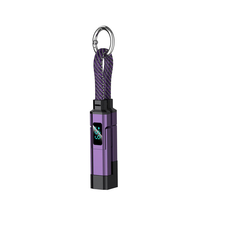 🔌 Cavo di ricarica 4 in 1 con display digitale e portachiavi – Funzione di ricarica rapida, resistente alle piegature e compatto