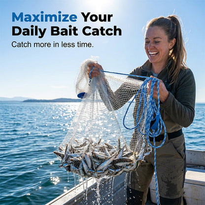 🎣🌊 Rete da Lancio Easy-Throw in Monofilamento di Nylon – Piombini Metallici, Cinturino da Polso, Ø300cm o 360cm – Per Laghi, Fiumi & Zone Costiere ✨🐟