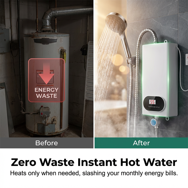 🚿Scaldabagno Elettrico Istantaneo Compatto  | Display LED e 3500W ⚡ | Protezione Anti-Perdite 🛡️ | Salvaspazio per Bagno e Cucina 💧