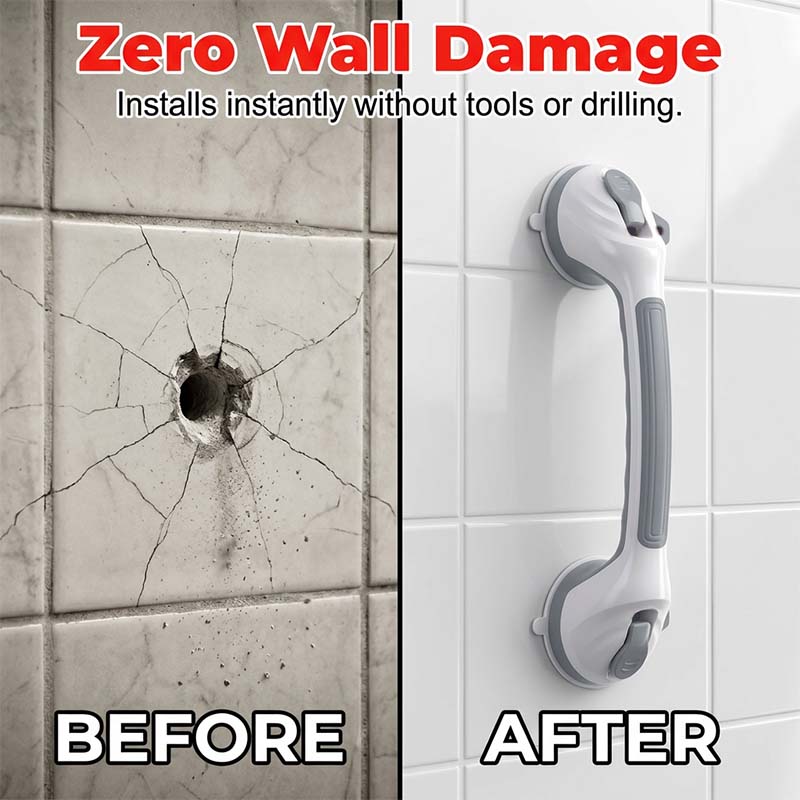 🔥🛁 Maniglione di supporto con ventosa senza foratura – Installa in un secondo, senza danni! 💯