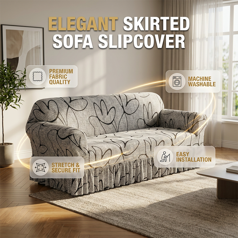 🛋️Coprisdivano altamente elastico – Orlo arricciato e protezione completa