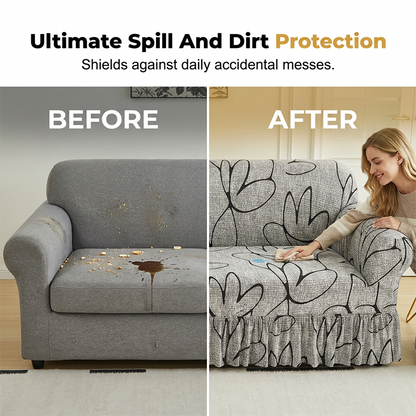 🛋️Coprisdivano altamente elastico – Orlo arricciato e protezione completa