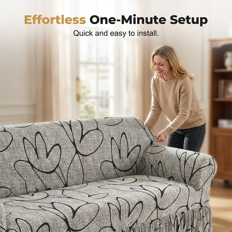 🛋️Coprisdivano altamente elastico – Orlo arricciato e protezione completa