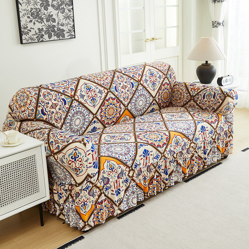 🛋️Coprisdivano altamente elastico – Orlo arricciato e protezione completa