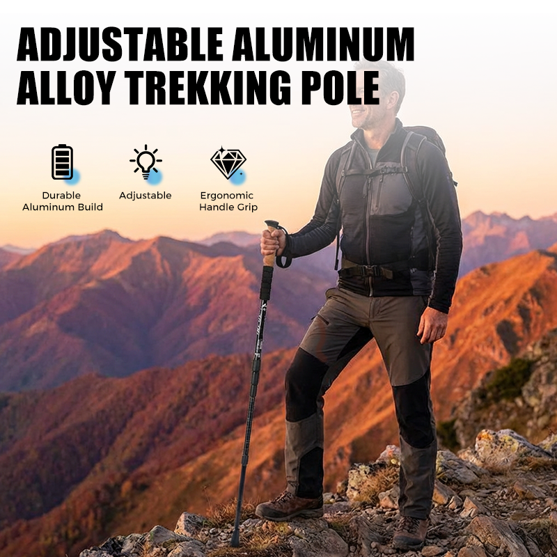 🏔️ Bastone da Trekking Telescopico 3-in-1 – Lega Alluminio 6160, Ammortizzatore Integrato, Lunghezza Regolabile 65-135cm – 6 Colori 🌿💪
