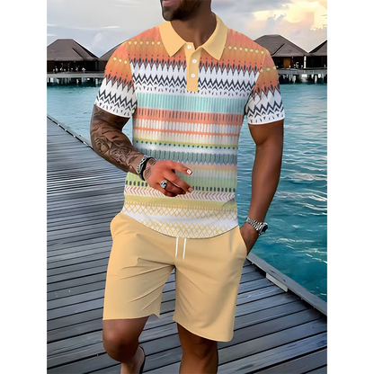 👕 Set Due Pezzi Camicia & Shorts da Uomo – Comodo, Traspirante & Versatile per Estate, Tempo Libero & Viaggi ☀️🩳