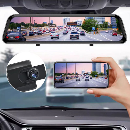 Dash cam da 12" con risoluzione 4K, visione notturna HD anteriore e posteriore🚗