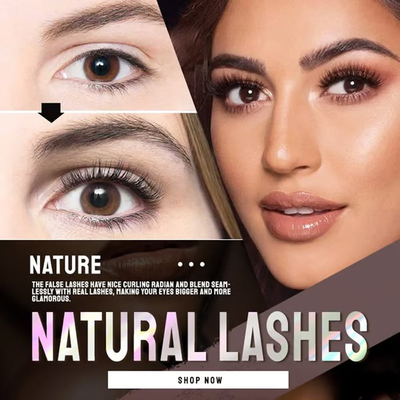👁️✨ Ciglia Finte Autoadesive Riutilizzabili – Senza Colla | Applicazione in 3 Secondi | Aspetto Naturale | Fibre Sintetiche Ipoallergeniche | 7 Stili | 3 Paia + Astuccio | Ideale per Trucco Quotidiano & Occasioni Speciali 💄🌸