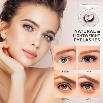 👁️✨ Ciglia Finte Autoadesive Riutilizzabili – Senza Colla | Applicazione in 3 Secondi | Aspetto Naturale | Fibre Sintetiche Ipoallergeniche | 7 Stili | 3 Paia + Astuccio | Ideale per Trucco Quotidiano & Occasioni Speciali 💄🌸
