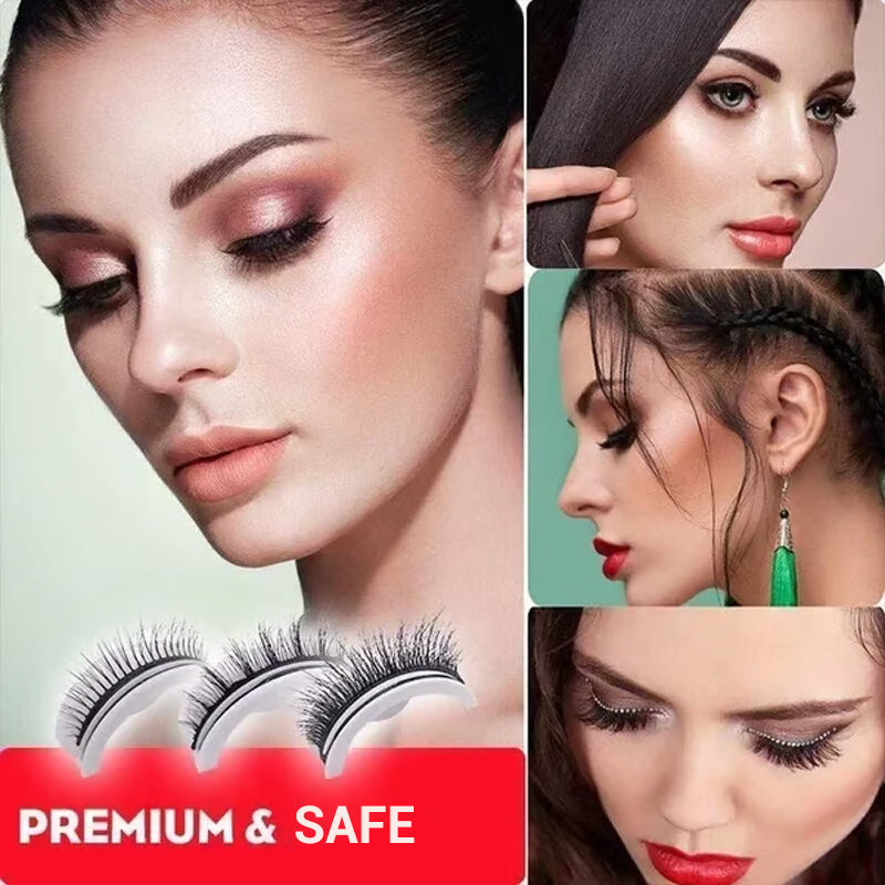 👁️✨ Ciglia Finte Autoadesive Riutilizzabili – Senza Colla | Applicazione in 3 Secondi | Aspetto Naturale | Fibre Sintetiche Ipoallergeniche | 7 Stili | 3 Paia + Astuccio | Ideale per Trucco Quotidiano & Occasioni Speciali 💄🌸