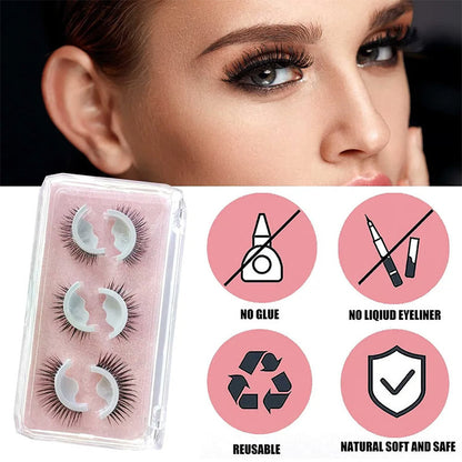 👁️✨ Ciglia Finte Autoadesive Riutilizzabili – Senza Colla | Applicazione in 3 Secondi | Aspetto Naturale | Fibre Sintetiche Ipoallergeniche | 7 Stili | 3 Paia + Astuccio | Ideale per Trucco Quotidiano & Occasioni Speciali 💄🌸