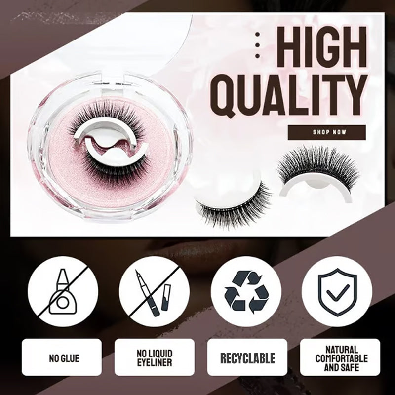 👁️✨ Ciglia Finte Autoadesive Riutilizzabili – Senza Colla | Applicazione in 3 Secondi | Aspetto Naturale | Fibre Sintetiche Ipoallergeniche | 7 Stili | 3 Paia + Astuccio | Ideale per Trucco Quotidiano & Occasioni Speciali 💄🌸