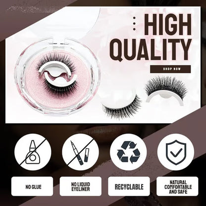 👁️✨ Ciglia Finte Autoadesive Riutilizzabili – Senza Colla | Applicazione in 3 Secondi | Aspetto Naturale | Fibre Sintetiche Ipoallergeniche | 7 Stili | 3 Paia + Astuccio | Ideale per Trucco Quotidiano & Occasioni Speciali 💄🌸