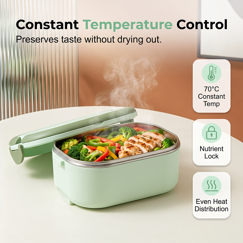 🍱 Scaldavivande Elettrico Portatile Senza Acqua – Doppio Scomparto Acciaio Inox 304, Riscaldamento Rapido Uniforme, Compatto – 2 Colori, Spina EU 🔌🏢