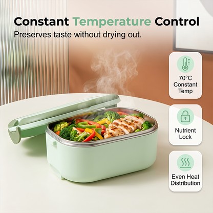 🍱 Scaldavivande Elettrico Portatile Senza Acqua – Doppio Scomparto Acciaio Inox 304, Riscaldamento Rapido Uniforme, Compatto – 2 Colori, Spina EU 🔌🏢