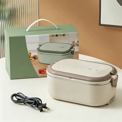 🍱 Scaldavivande Elettrico Portatile Senza Acqua – Doppio Scomparto Acciaio Inox 304, Riscaldamento Rapido Uniforme, Compatto – 2 Colori, Spina EU 🔌🏢