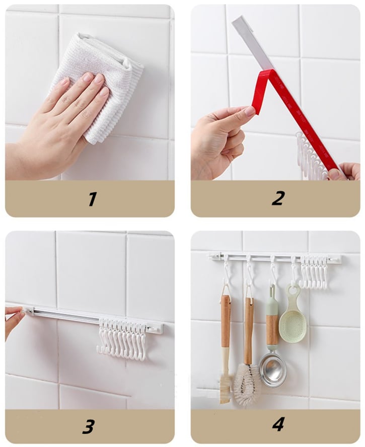 🔥 Appendi Tutto Subito! Porta Utensili a Parete Regolabile Senza Forare – Soluzione Salvaspazio per Cucina, Garage e Officina. Installazione Rapida e Senza Trapano.