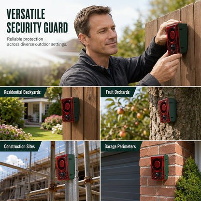☀️🚨 Luce di Allarme Solare di Sicurezza – Sensore IR ad Alta Sensibilità, Altoparlante ad Alto Volume, Registrazione Vocale Personalizzata, ABS Resistente – Per Esterni 🏠🔔