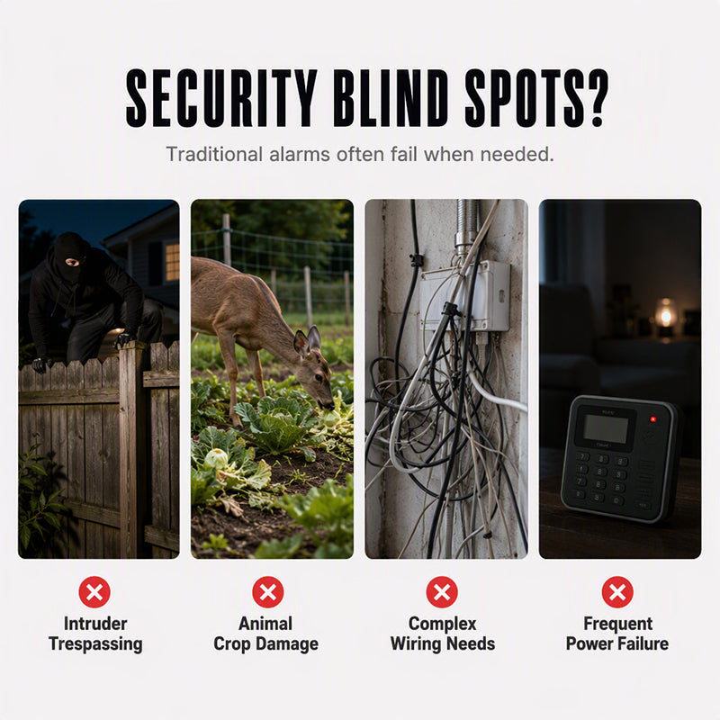 ☀️🚨 Luce di Allarme Solare di Sicurezza – Sensore IR ad Alta Sensibilità, Altoparlante ad Alto Volume, Registrazione Vocale Personalizzata, ABS Resistente – Per Esterni 🏠🔔