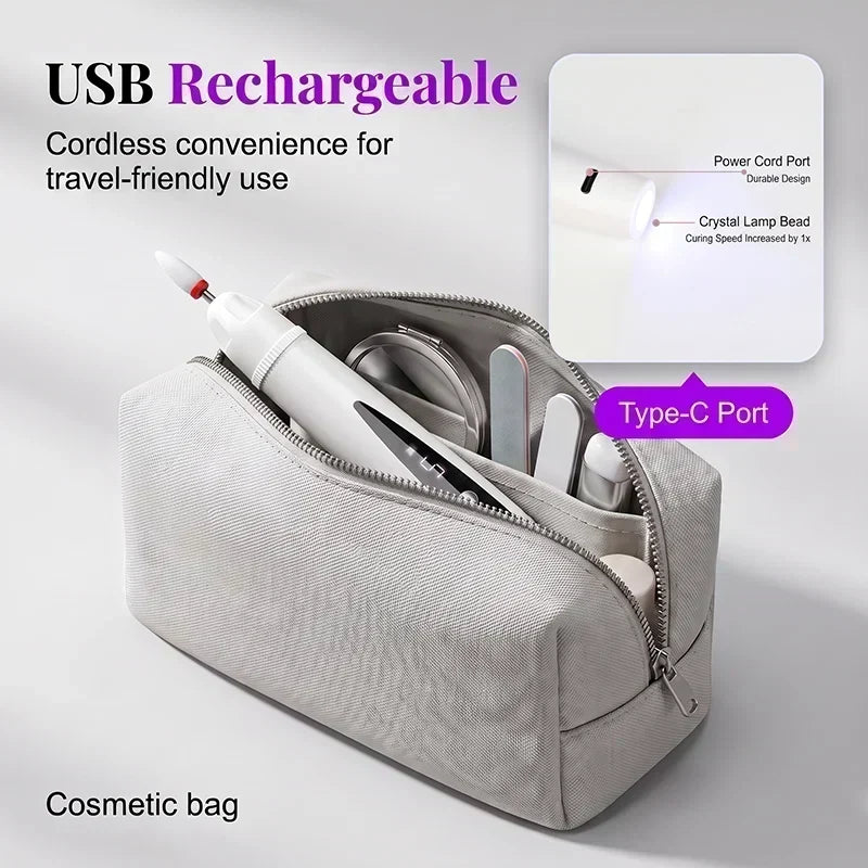 💅✨ Fresa per Unghie Elettrica 3 in 1 con Lampada UV – Portatile, Senza Fili, Per Manicure da Salone Professionale a Casa 💖🔋
