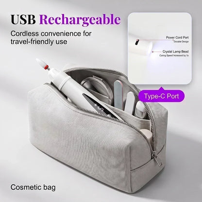 💅✨ Fresa per Unghie Elettrica 3 in 1 con Lampada UV – Portatile, Senza Fili, Per Manicure da Salone Professionale a Casa 💖🔋