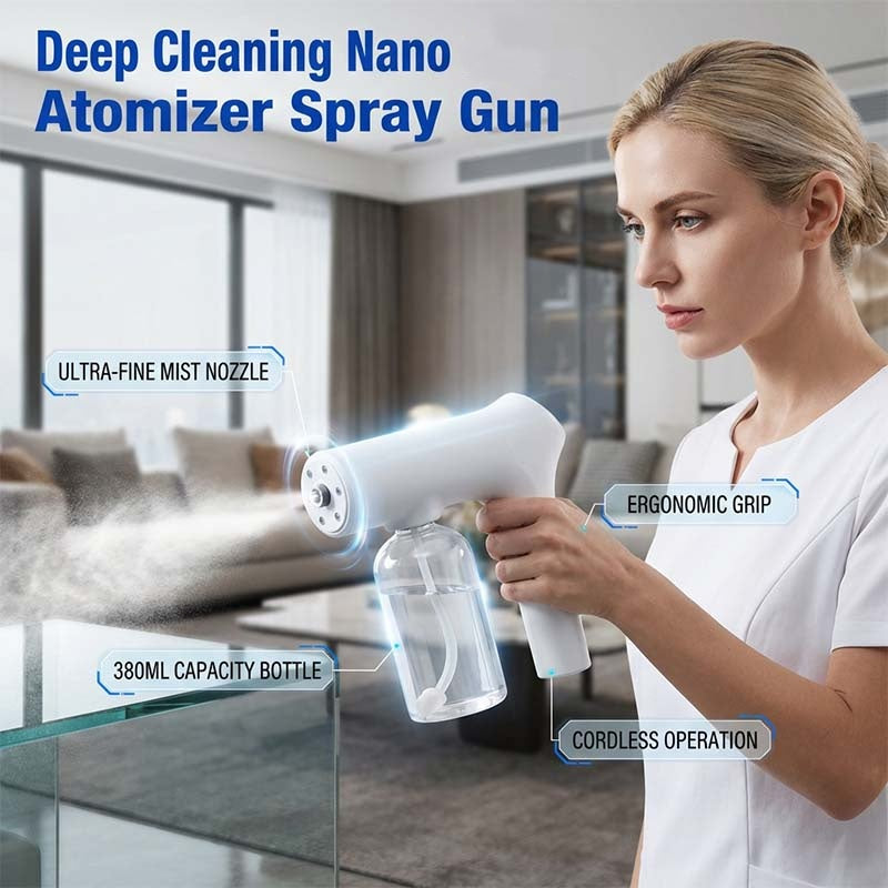 🔫🌿 Pistola a spruzzo nano senza fili – Atomizzatore portatile per skincare, piante e igiene! 💦✨