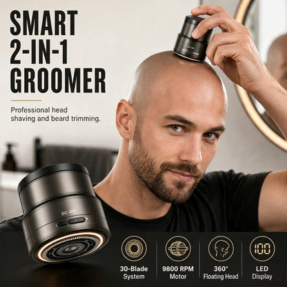 📢📢 50% DI SCONTO !! ⏰ Rasoio elettrico intelligente 2‑in‑1 per testa calva e barba con display digitale