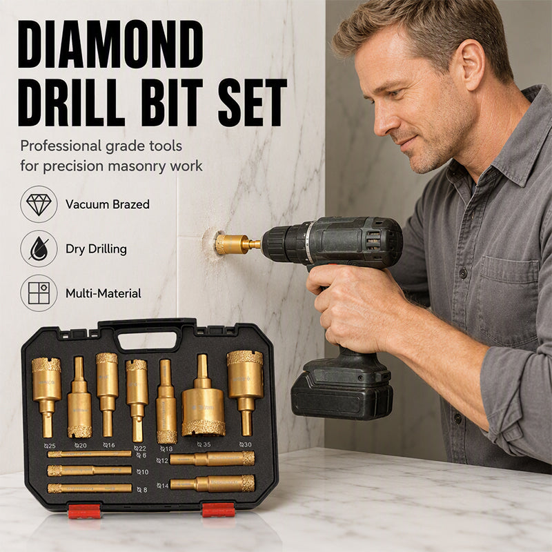 💎 -50% ORA! 🔧 Kit 12 Frese a Corona Diamantate – Foratura a Secco, Grana Industriale & Misure Versatili – Per Piastrelle, Pietra & Muratura 🏗️