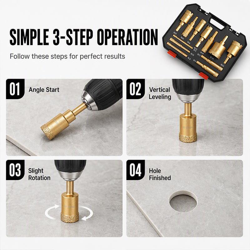 💎 -50% ORA! 🔧 Kit 12 Frese a Corona Diamantate – Foratura a Secco, Grana Industriale & Misure Versatili – Per Piastrelle, Pietra & Muratura 🏗️