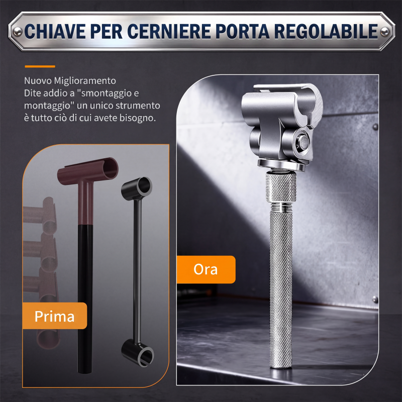 🔧 Chiave Universale Regolabile per Cerniere di Porte 🚶✨ - Acciaio Inox | Impugnatura Ergonomica | Facile da Usare | 19.5cm | Manutenzione Casa |