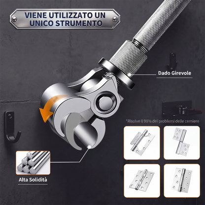 🔧 Chiave Universale Regolabile per Cerniere di Porte 🚶✨ - Acciaio Inox | Impugnatura Ergonomica | Facile da Usare | 19.5cm | Manutenzione Casa |