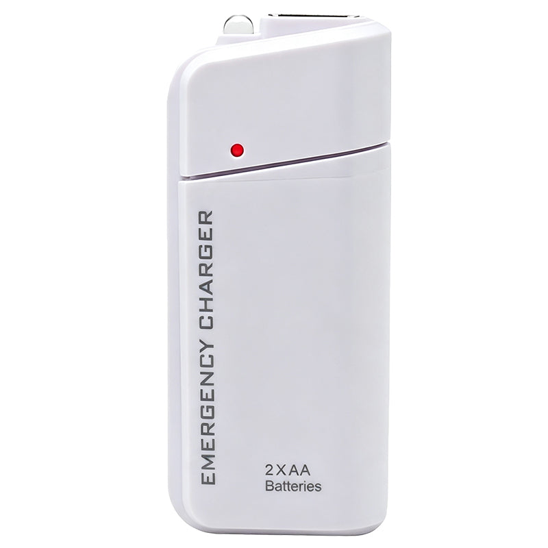 Caricatore telefonico di emergenza portatile, power bank alimentato da batterie AA con torcia LED
