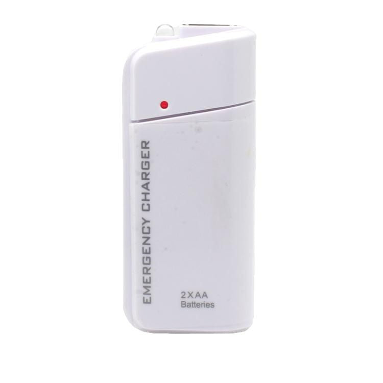 Caricatore telefonico di emergenza portatile, power bank alimentato da batterie AA con torcia LED