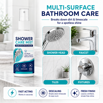 🚿 Spray Anticalcare ad Azione Rapida per Soffioni Doccia e Rubinetti – 50ml, Rimuove Depositi Minerali & Calcare – 1+1 Gratis ✨