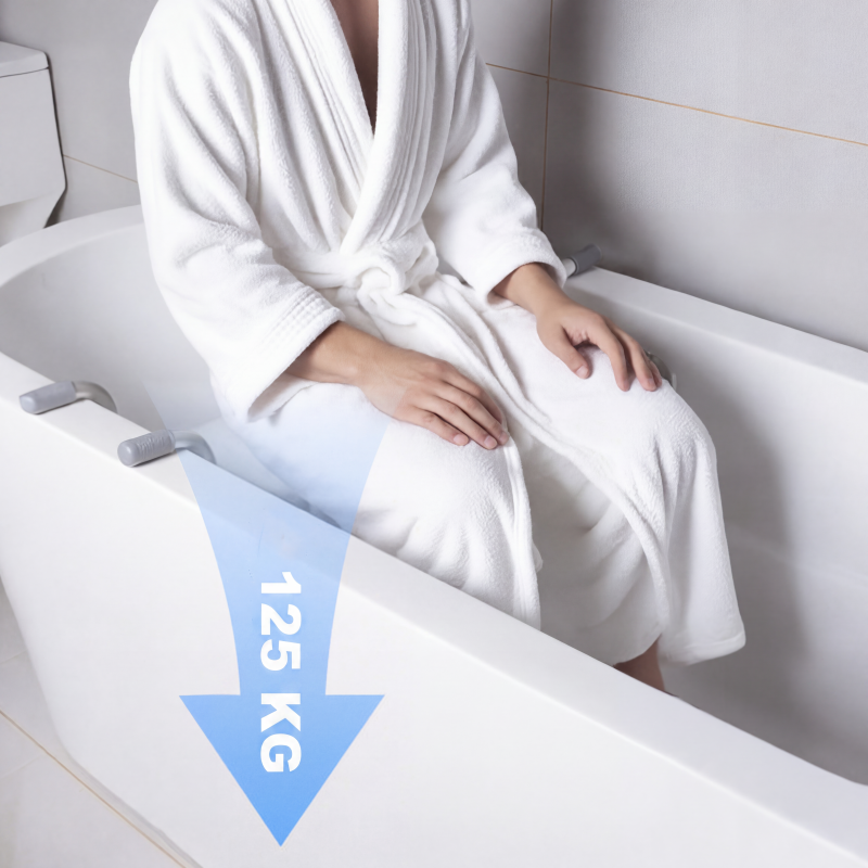 🛁🛡️ Asse da Bagno Antiscivolo in Alluminio per Vasca – Portata 135kg, Regolabile 71-82cm (6 Livelli), Senza Attrezzi, 1,5kg – Per Anziani, Donne Incinte & Famiglie ✨