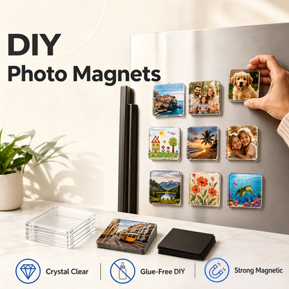 Kit per magneti da frigorifero fai‑da‑te in acrilico trasparente