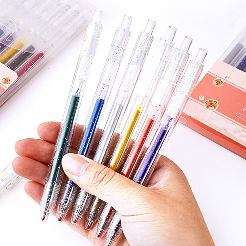 🎨 Set penne glitter ad asciugatura rapida – Ideali per biglietti, planner e scrapbook | Inchiostro brillante valido su carta chiara e scura ✨