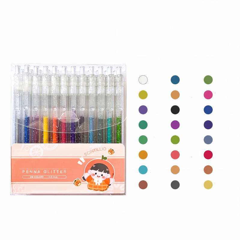 🎨 Set penne glitter ad asciugatura rapida – Ideali per biglietti, planner e scrapbook | Inchiostro brillante valido su carta chiara e scura ✨